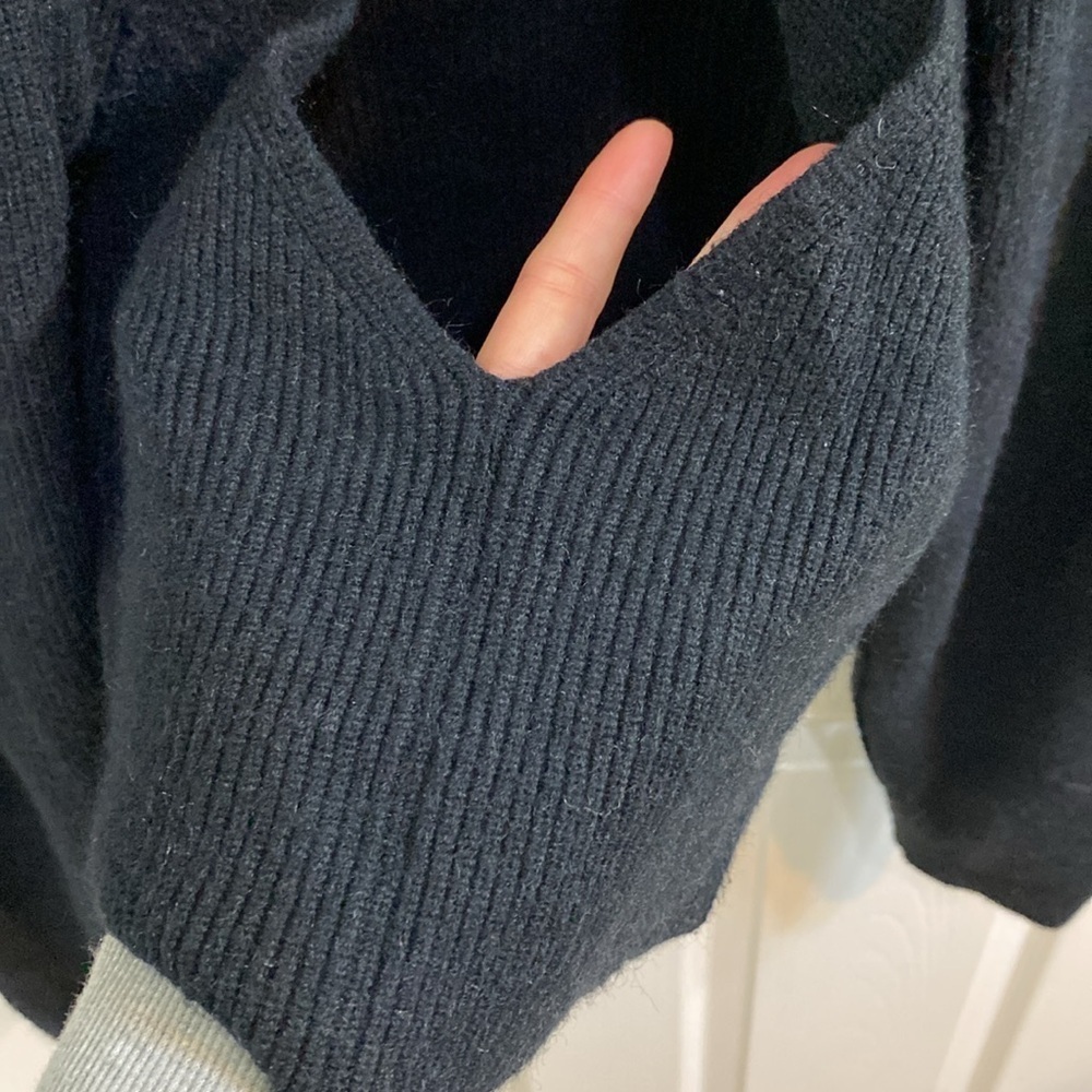 Free People Saffron Open Back Sweater Womens Medium Black Square Neck Ribbed - Picture 6 of 7